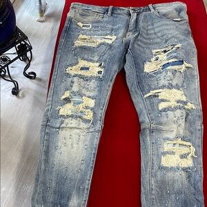 Stylish Distressed Slim Jeans in Gray